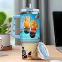 Coffee Yellow Blue Women Tumblers Quartz Light Simple Steel Hot Navy Myrtle Royal, Beach Gifts, Tumbler 40 Oz With Handle Lid And Straw, Kinda Girl Beach Sunshine