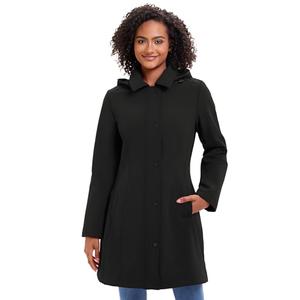 ROYAL MATRIX Women's Softshell Jacket Fleece Lined Windbreaker Insulated Rain Parka Jacket with Removable Hood (Black, XXL)