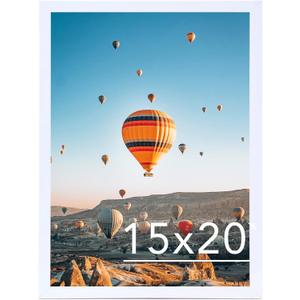 JCJMY 15x20 Picture Frame White for Poster Photo Picture, Horizontal and Vertical Formats for Wall Hanging, 15 x 20 Wall Gallery Poster Photo Frame for 15 by 20 Photos Posters, White