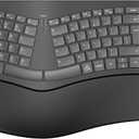 MOKURU Wireless Ergonomic Keyboard, Split Keyboard with Wrist Rest, Full Size 2.4G BT Computer Keyboard, Compatible with Windows, Mac OS, PC Computer/Laptop (Black)