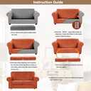 WEERRW Velvet Couch Covers for 2 Cushion Couch Sofa - High Stretch Luxury Velvet Plush 3 Pieces Sofa Slipcovers with Elastic Bottom, Furniture Protector for Pets, Machine Washable, Pumpkin, Medium