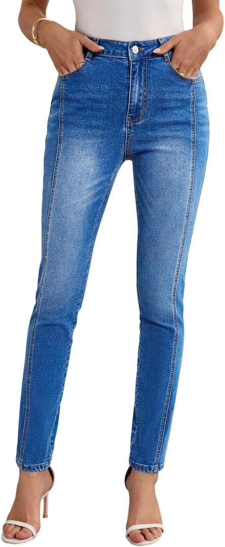 SHEWIN Women's Skinny Jeans Stretchy High Waisted Denim Jeggings Size 4-18 (16)