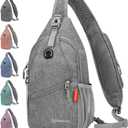 ZOMAKE Sling Bag,Small Crossbody Sling Backpack,Water Resistant Shoulder Daypack for Travel,Anti Thief Chest Bag for Hiking(Gray-Black)