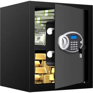 2.3 Cuft Fire Proof Safe for Home Documents, Digital Personal Security Safety Box with Electronic Keypad and Removable Shelf, Home Safe Box fireproof waterproof for Office, Hotel and Business Use