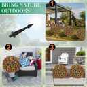 25" Artificial Boxwood Topiary Ball Trees with Rose Pink Flowers, Set of 2 UV Resistant No Fade Outdoor Faux Plants with Ground Spike, Fake Shrubs for Garden, Patio, Porch, Yard, Indoor Decor