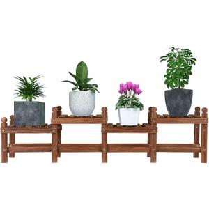 Wood Plant Stand Indoor Outdoor,4 Tiers Plant Stand Bench Indoor,Low Window Plant Shelf Small Long Flower Pot Stand for Multiple Plants (11.8"-44'')