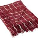 DII Transitional Checked Plaid Woven Throw, 50x60, Barn Red