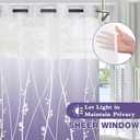 No Hook Shower Curtain Whith Snap in Liner Set, Purple Ombre Floral Striped Fabric Shower Curtains for Bathroom Hotel Decor 71x74 Inches