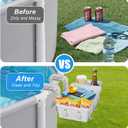 2 Pack Poolside Storage Basket for Above Ground Pool, Hanging Pool Storage Organizer with Cup Holder & Hooks, Pool Accessories Organizer for Towels, Goggles, Toys (Grey)