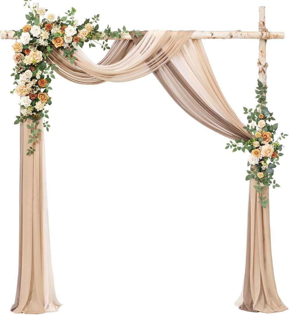 Ling's Moment Artificial Wedding Arch Flowers Kit, Apricot & Soft Peach