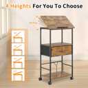 HOMEKOKO 3-Tier Bookshelf with Adjustable Flip Top, Living Room Industrial Movable Bookcase, Rustic Book Shelf with Drawer, Wood-Metal Rustic Bookshelves (Rustic Brown)