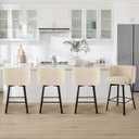 26" H Counter Height Swivel Bar Stools Set of 2, Barrel Counter Stools with Backrest, Linen Fabric Upholstered Barstools with Metal Legs for Kitchen Island,Sand