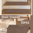Stair Treads for Wooden Steps Indoor, (15 in Pack, Brown, 30"X8") Peel and Stick Stair Tread,Stair Runners, Non-Slip Carpet Stair-Treads for Kids, Elders & Pets, Machine Washable, Reusable