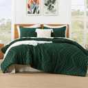 Litanika King Size Comforter Set Dark Emerald Green, 3 Pieces Lightweight Fluffy Comforter King Size Boho Tufted Comforter Bed Set Gift Choice