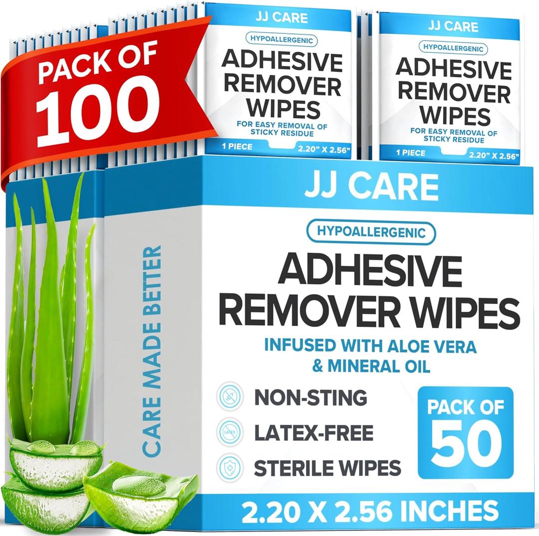 Adhesive Remover Wipes Infused with Aloe Vera 