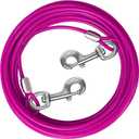 Dog Tie Out Cable 10/15/20/25/30 FT Runner for Yard Steel Wire Cable with Durable Superior Clips Pink Chains for Outside Dog Lead for Large Up to 165 Lbs