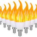 E12 LED Flame Light Bulbs, 3 Modes Flickering Light Bulbs, Candelabra Candle Fire Light Bulb for Home Party Patio Indoor Outdoor Halloween Decorations (8 Pack) (Yellow)