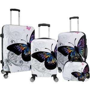 World Traveler Butterfly Luggage, 4-Piece Set