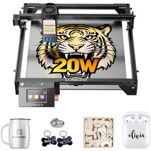 LONGER Ray5 20W Laser Cutter, 20W Laser Engraver with 3.5" Touch Screen, Offline Use, 24000mm/min, CNC DIY Engraving Machine for Wood, Metal, Acrylic & Glass, Class 4 (400×356mm)