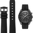 Bands for Moons watch Watch Rubber for Omega x Swatch Moon Swatch 20mm Rolex Seiko Watch Silicone Men with Stainless Steel Replacement Bracelet Original Bracelet Omega x Swatch Moon Swatch Speed master : Clothing, Shoes & Jewelry