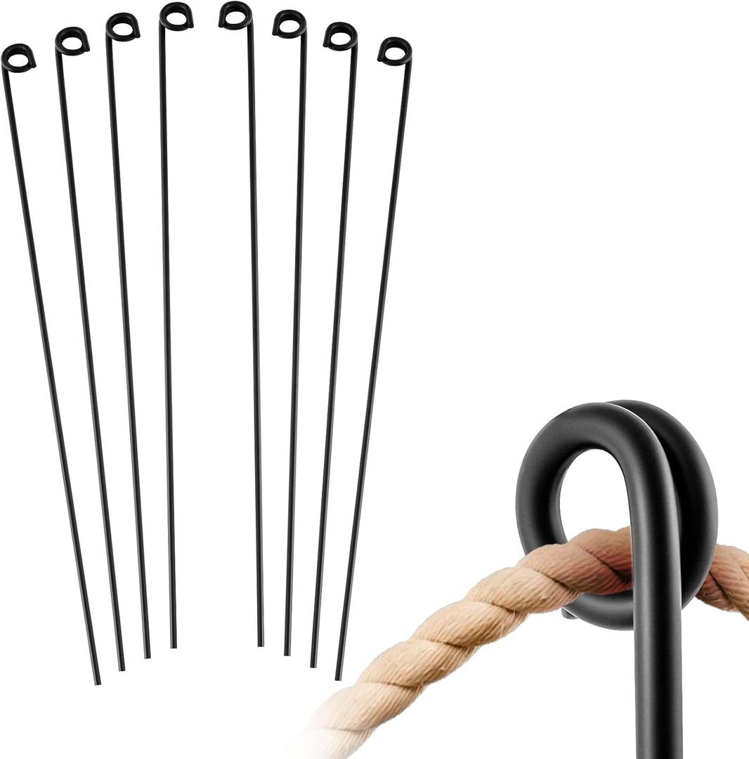 Ferraycle 8 Pcs 42 Inches/3.5 ft Single Rope Poles Steel Stakes with Loop for Creating a Rope Border Around Flower Beds, Fence, Trees, Garden, Walkways, Fountains