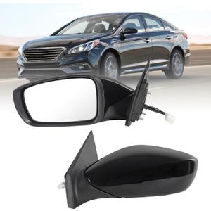 JDMSPEED Left Driver Side View Mirror Black Compatible with 2011-2014 Hyundai Sonata Manual Folding Power Glass Replace#HY1321165 876203Q000(3Pins)