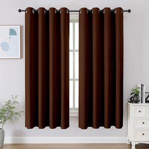 CUCRAF Brown Blackout Curtains 54 inch Length 2 Panels Set, Room Darkening Drapes for Living Room Bedroom, Thermal Insulated Light Blocking Grommet Window Curtain (W52 x L54 Inch)