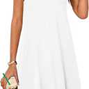 MEROKEETY Women's 2025 Summer Casual Sundress Beach Vacation Sleeveless Tank Crewneck Coverup Mini Dresses (White) S 