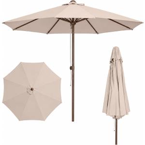 9FT Patio Umbrella, Outdoor Table Umbrella with Rope Pulley Lift, 3 Adjustable Heights, Market Umbrellas for Backyard, Pool and Deck, UPF50+