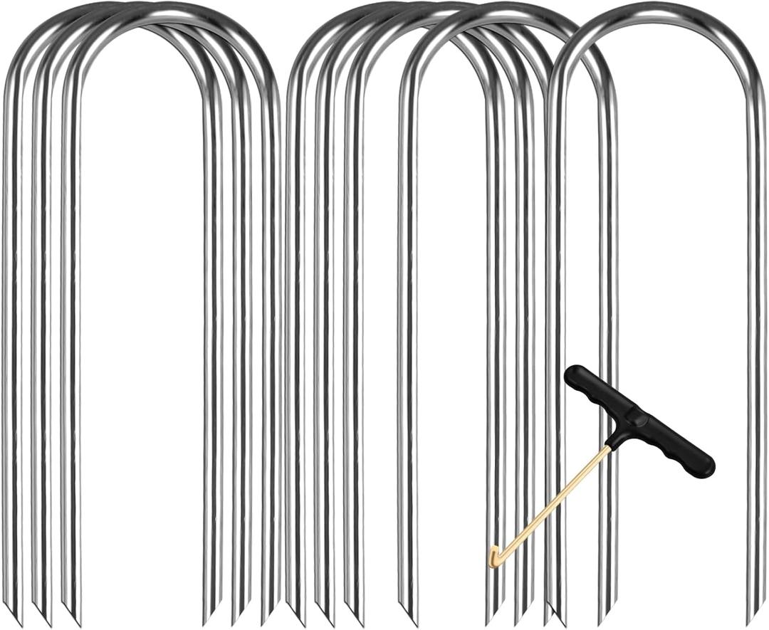 Trampoline Stakes high Wind, Heavy Duty Trampoline Anchors, Galvanized Steel Wind Stakes for Trampoline (Silver 8pcs 10inch)