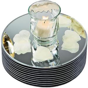 8 Pack Round Mirror Centerpieces for Tables Decorations, 10" Acrylic No Glass Circle Mirror Tray Candle Plate Centerpiece Table Decorations for Wedding Decorations Party, Wall Decor
