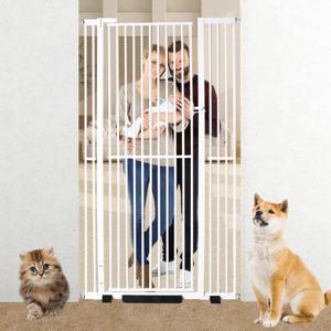 71 inch Extra Tall Pet Gate Baby Gate, Extra Wide Adjustable 29.92"-43", Pressure Mounted Walk Through Swing Safety Cat Gates for Stairs, Doorways, Kitchen, House (White)