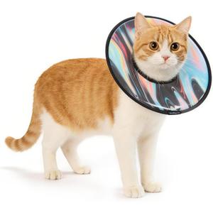 PetThem Soft Cat Cone Collar, Adjustable Cat Recovery Collar, After Surgery to Stop Licking, Waterproof & Easy to Clean, Lightweight Elizabethan Collar for Cats and Small Dogs (Stellar Wanderer, S)
