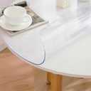 47 Inch Round Clear Table Cover Protector, 2mm Thick Round Clear Table Protector for Dining Room Table, Waterproof Round Plastic Vinyl Table Pad