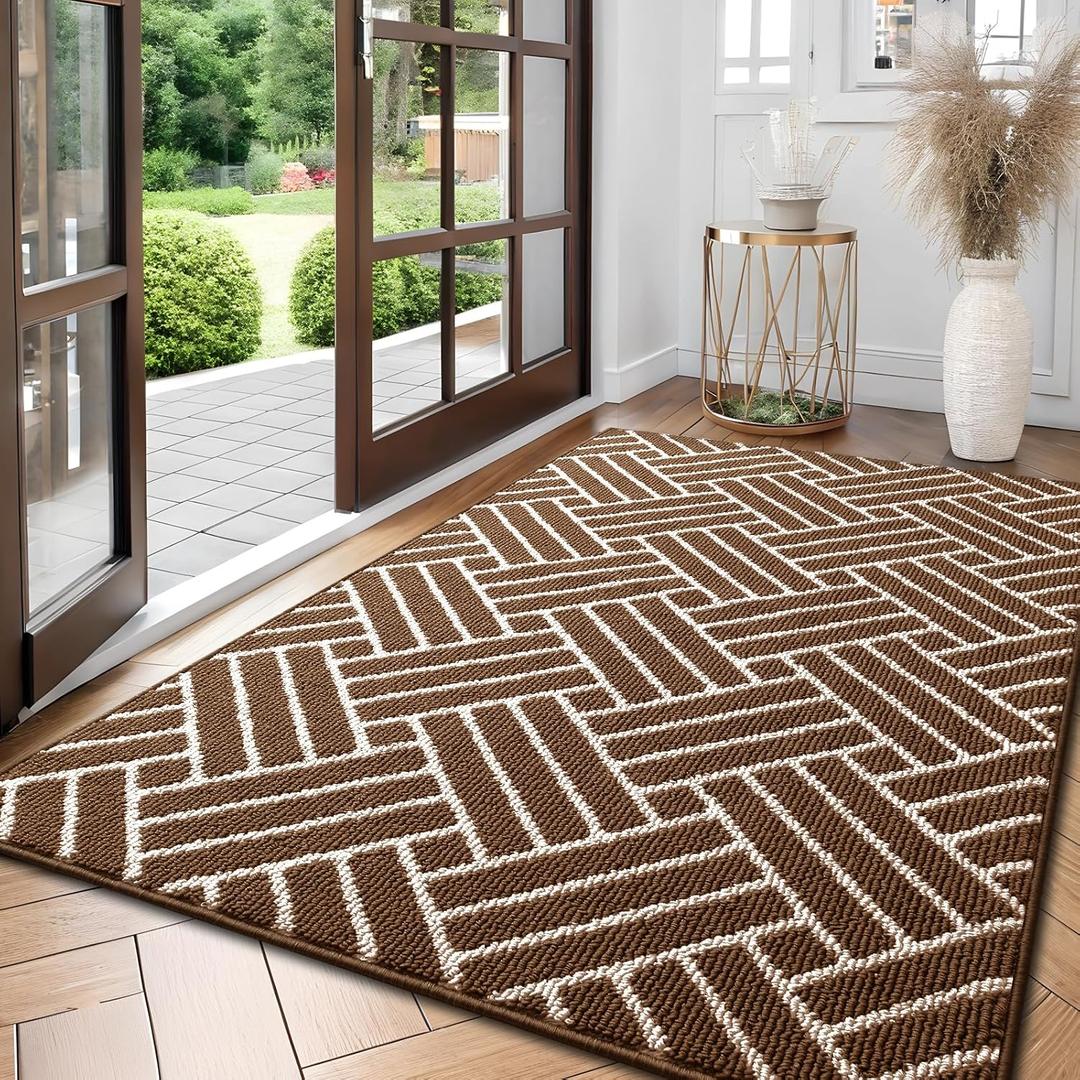 OLANLY Large Indoor Door Mat, 59x35 Inch, Dirt Resistant and Absorbent, Non-Slip Rubber Backing Floor Mats, Easy Clean Low-Profile Doormat for Entryway, Front Door, and Inside Entrance, Coffee