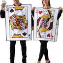 Spooktacular Creations 2 Pcs Adult Couple King & Queen Playing Card Costume for Halloween Costume Cosplay Party, Trick or Treating White