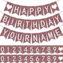 Meanplan 124 Pcs DIY Letter Banner Glitter Customizable Banner Reusable Happy Birthday Party Decor Including 110 Letters and Numbers 5 Rope for Men Women Bunting Shower Birthday Party(Rose Gold)