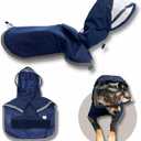 Dog Raincoat, Water Resistant, Adjustable, Cool Design (Dark Blue, X-Large)