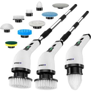 Electric Spin Scrubber Cordless Electric Cleaning Brush with LCD Power Display 9 Replaceable Heads Dual Speed IPX7 Waterproof Electric Scrubber for Cleaning Bathroom Tiles Floor Kitchen & Car