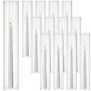 Kritkin 12 Pcs Hurricane Glass Candle Holders 2.5 x 14 Open Ended Tube Ribbed Shade Bottomless Chimney Cylinder Taper Candle Cover for Wedding Anniversary Table Centerpiece