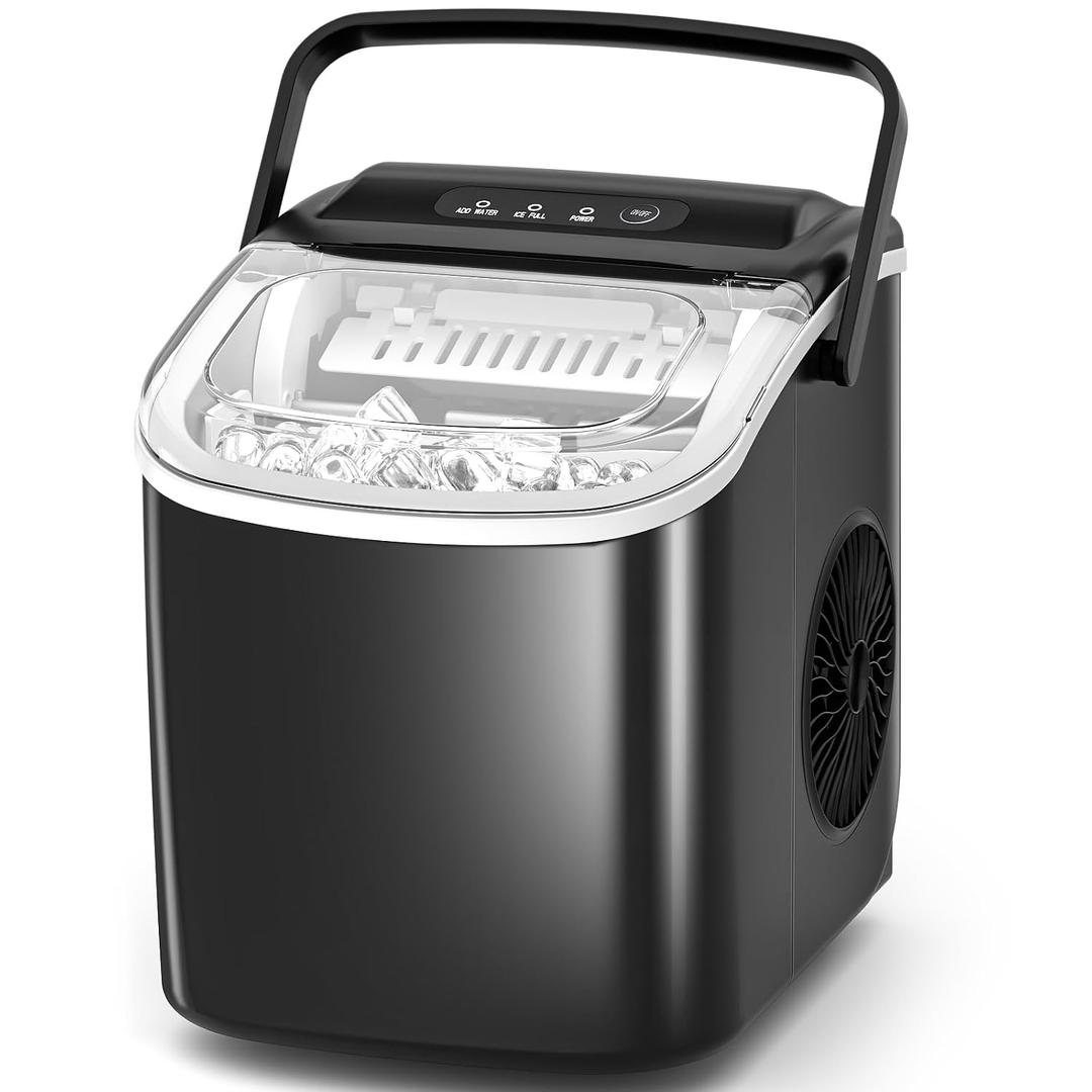 Antarctic Star Pro-Grade Countertop Ice Maker, 8 Cubes in 6 Mins, 26lbs/Day, Self-Cleaning, 2 Sizes, Ultra-Quiet for Home Bar, Kitchen, Office & Entertaining