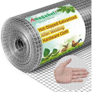 Amagabeli Galvanized Hardware Cloth 1/4 Inch 48in x 100ft 23gauge Chicken Wire Fence Weld Wire Mesh Roll Garden Fencing Plant Supports Poultry Netting Snake Fence Gopher Wire Rabbit cage Tree Guard