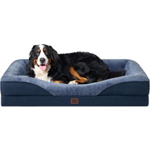 EHEYCIGA Orthopedic XL Dog Bed for Large Sized Dog, 42x30x7.5 Inch Extra Large Memory Foam Dog Couch Bed with Sides, Waterproof Liner & Washable Removable Cover, Bolster Pet Sofa, Navy