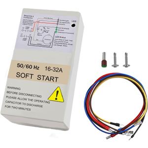 Air Conditioner Soft Start 16-32A, Soft Start Kit for Home Air Conditioner 47 Ton, Ac Start Kit For Home, Reverse Motor Protection, Complete Installation Kit