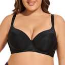 sheroine Women's Underwire Lightly Padded Full Coverage Push Up Lift Bra (Black)