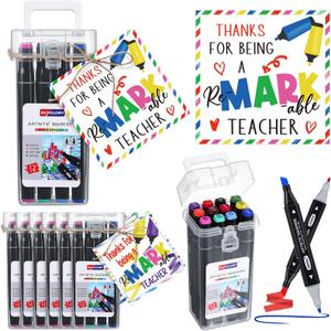 6 Sets Teacher Appreciation Gifts Bulk Thank You Gift for Teachers, Include 6 Pcs Thanks for Being a Remarkable Teacher Cards 6 Boxes Permanent Markers for Winter Holiday Gift