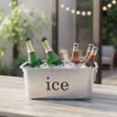 14L Ice Bucket for Freezer,Stainless Steel Ice Cube Bin with Handle,Large Capacity Ice Container Champagne Bucket Carry Drink Storage Cooler,Halloween Ice Buckets for Parties