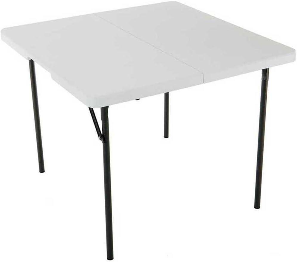 LIFETIME 280228 37-Inch Square Fold-in-Half Table, White Granite Top with Gray Frame