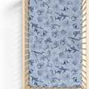 Retro Marine Animals Baby Crib Sheets Boy Girl 28"x52" Whale Dolphin Jellyfish Sea Horse Turtle Coral Soft Snug Fitted Crib Mattress Cover Ocean Animal Baby Sheet for Standard Crib & Toddler Mattress (One size, Blue)