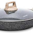 CAROTE Non Stick Frying Pan Skillet,12.5" Nonstick Skillet with Glass Lid, Granite Cookware Chef's Pan, PFOA Free (Classic Granite, 12.5-Inch)